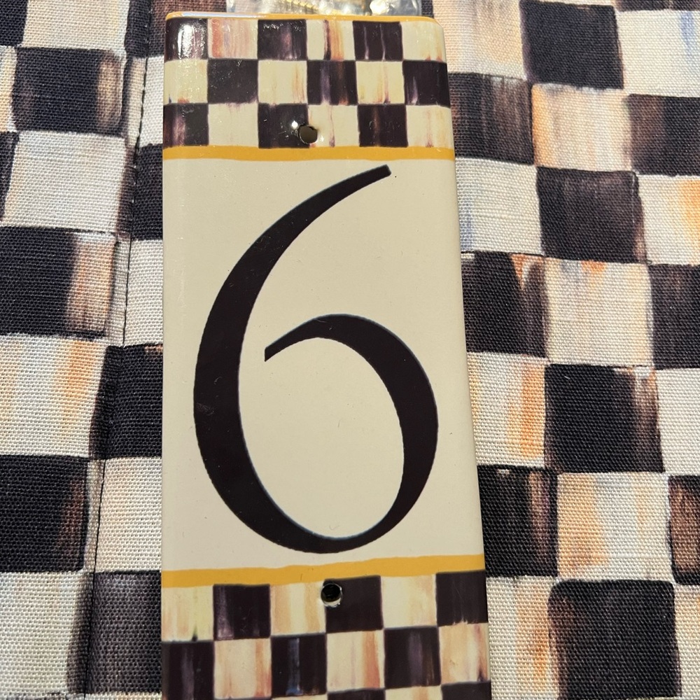 Mackenzie Childs Courtly Check ceramic house number - Picture 4 of 8
